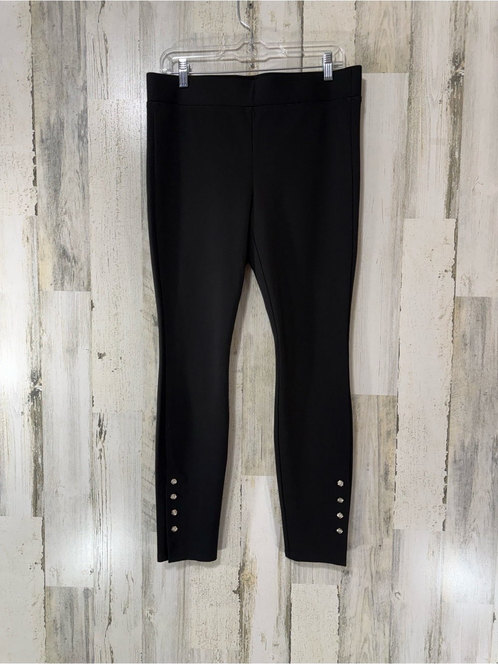 White House Black Market Black Ponte The Leggings with Gold Ankle Button Accents - Picture 10 of 16